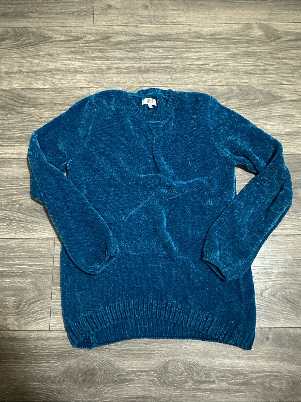 Cozy Women’s Teal Chenille Crewneck Sweater